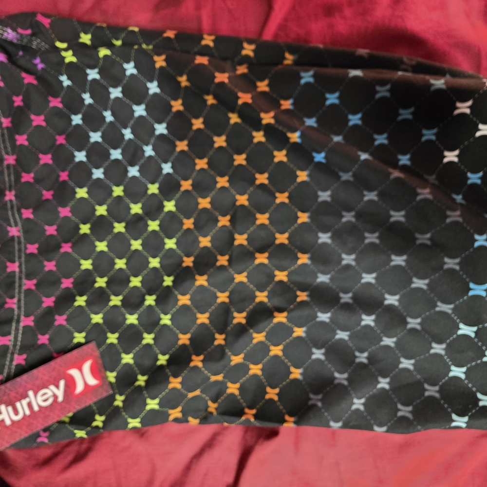 Hurley Black and Pink Patterned Shorts